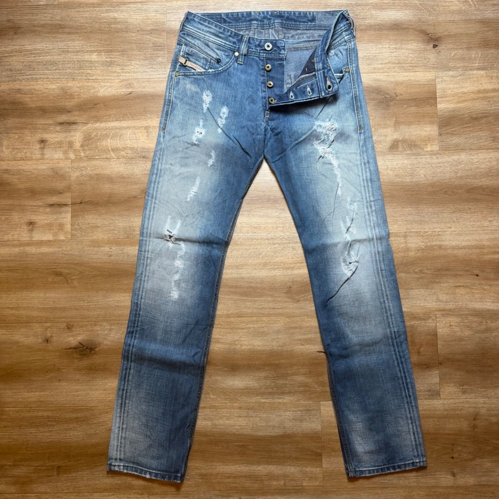 Diesel Belther Jeans Mens 28x30 Blue Eyecons 2014/1 Edition Tapered Distressed